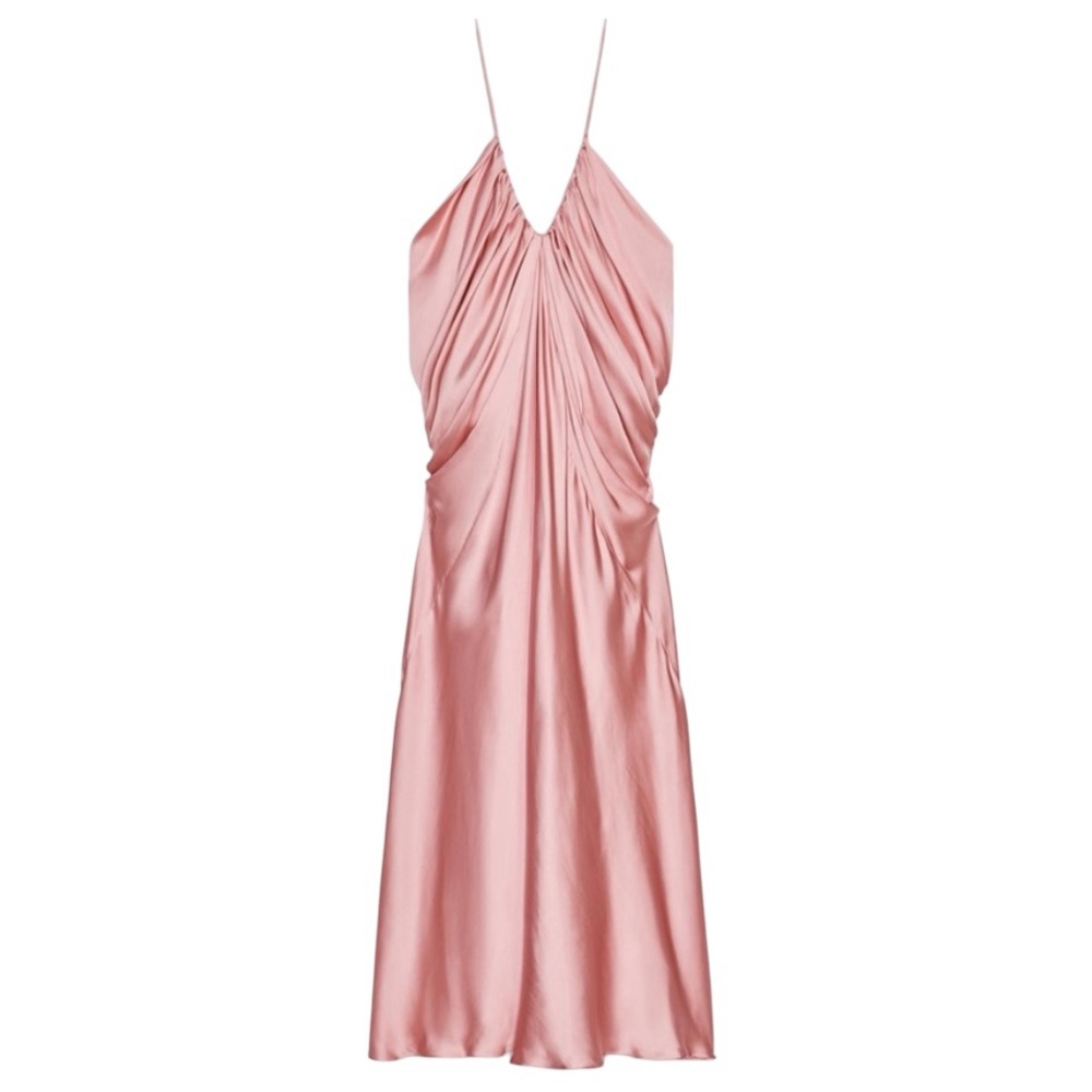 🍒NWT🍒 Zara Collection Satin Volume Maxi Dress in Pink, Size Medium - Picture 5 of 5